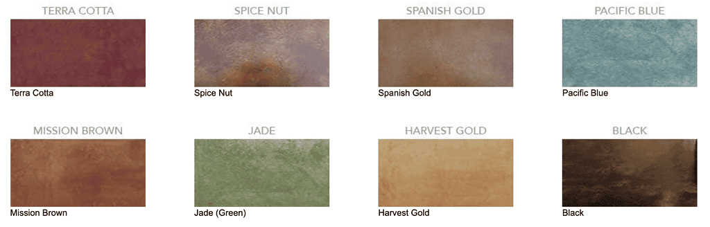 Concrete Color Chart -- Color Chart for adding Color to Concrete